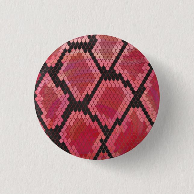 Chapa Redonda De 2,5 Cm Serpiente negro y rojo estampado (Anverso)
