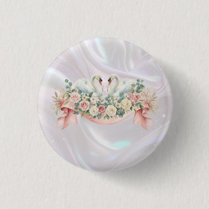 Chapa Redonda De 2,5 Cm Servilletas de Boda de Cisnes