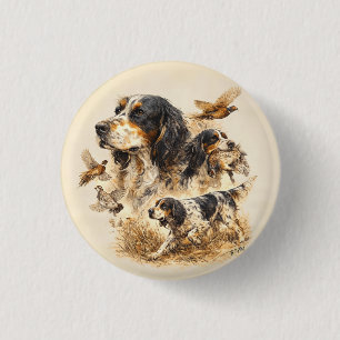 Chapa Redonda De 2,5 Cm Setter inglés, arte de caza 