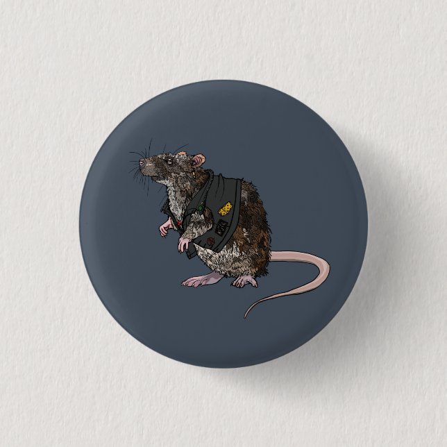 Chapa Redonda De 2,5 Cm Sewer Punk Rat (Anverso)
