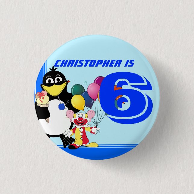 Chapa Redonda De 2,5 Cm Sexto cumpleaños (Anverso)