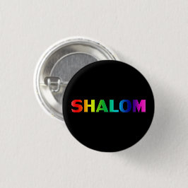 Chapa Redonda De 2,5 Cm Shalom, Paz, Orgullo Lgbt Lgbtq Gay Arcoiris negro