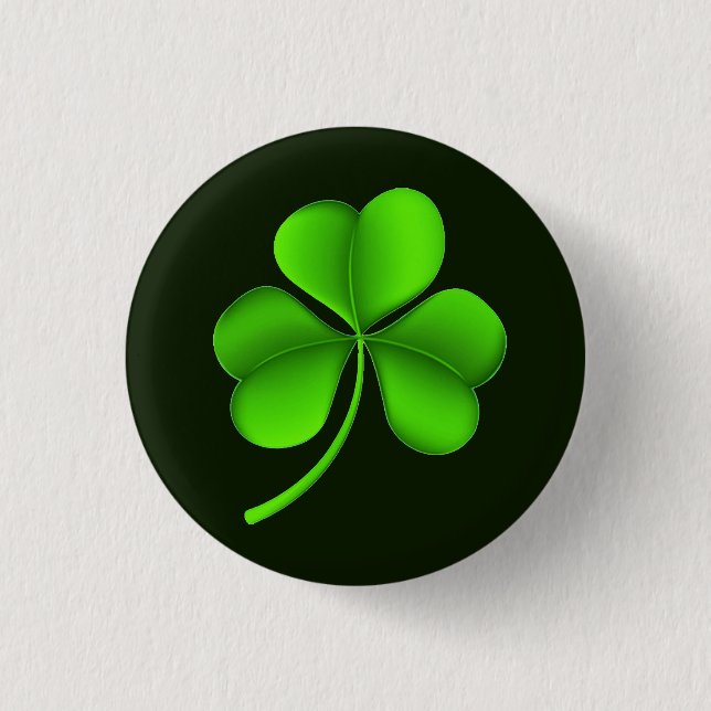 Chapa Redonda De 2,5 Cm Shamrock en pbcn verde oscuro (Anverso)