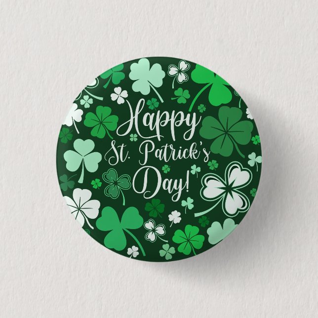 Chapa Redonda De 2,5 Cm Shamrock St Patrick (Anverso)