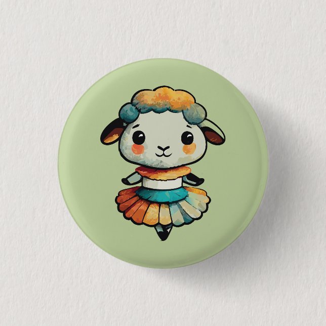 Chapa Redonda De 2,5 Cm Sheep Ballerina (Anverso)