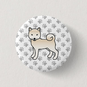 Chapa Redonda De 2,5 Cm Shiba Inu de crema Perro de dibujos animados lindo