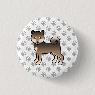 Chapa Redonda De 2,5 Cm Shiba Inu Sésamo Perro De Dibujos Animados Lindo &
