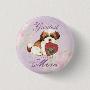 Chapa Redonda De 2,5 Cm Shih Tzu Heart Mom