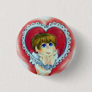 Chapa Redonda De 2,5 Cm ¡Siempre soñando contigo, dulce San Valentín! Chap