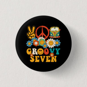 Chapa Redonda De 2,5 Cm Siete Decoraciones Fiestas Groovy Flor Hippie Groo