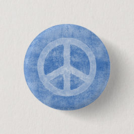 Chapa Redonda De 2,5 Cm Signo de la paz azul descolorado