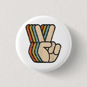 Chapa Redonda De 2,5 Cm Signo de paz retro V Dedos ventilado años 60 años 