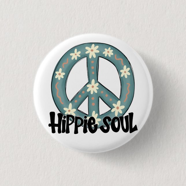 Chapa Redonda De 2,5 Cm Signo Hippie Hippy Soul de paz (Anverso)