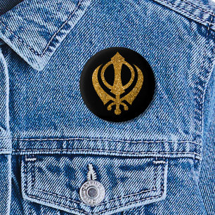 Chapa Redonda De 2,5 Cm Sikh Khanda "Sin miedo y libre"