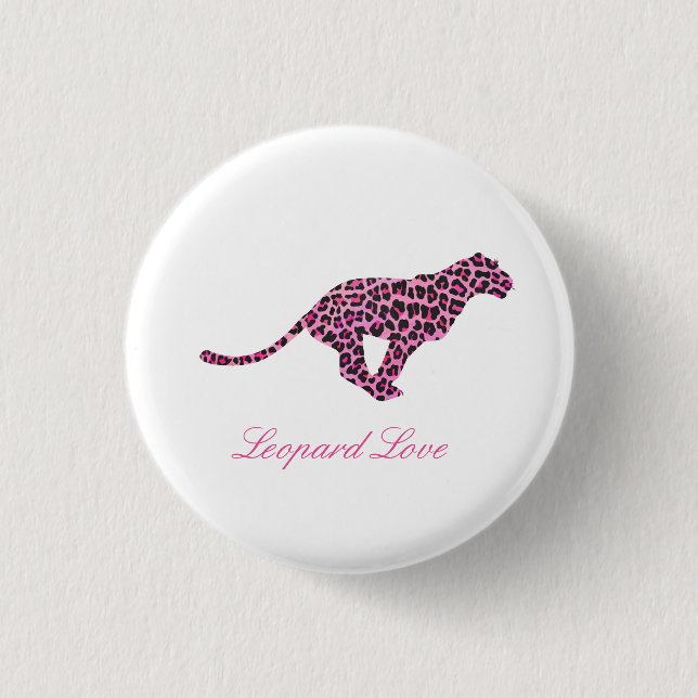 Chapa Redonda De 2,5 Cm Silhouette Pink and Black Leopardo (Anverso)