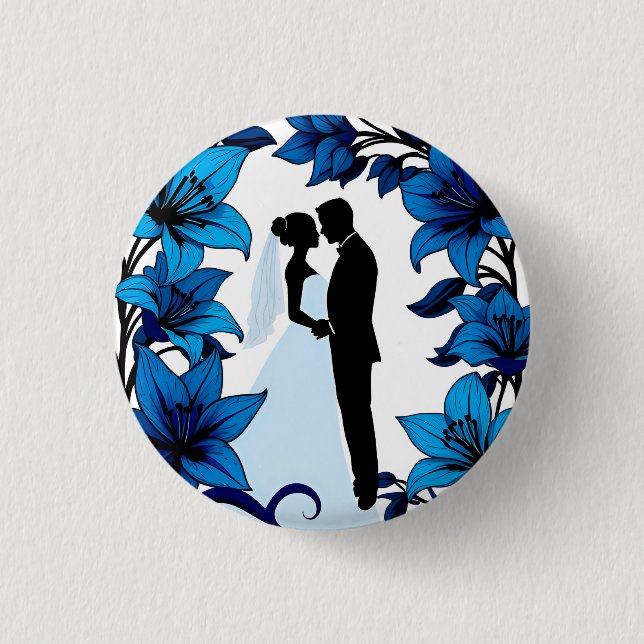 Chapa Redonda De 2,5 Cm Silhouette romántica de una pareja (Anverso)