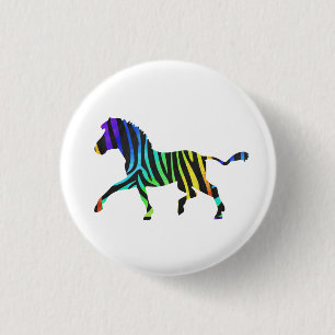 Chapa Redonda De 2,5 Cm Silhouette Zebra Black and Rainbow