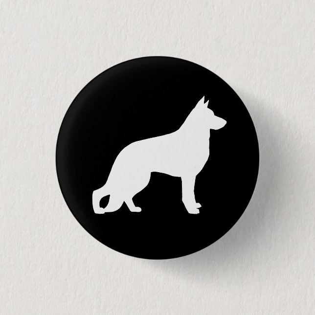 Chapa Redonda De 2,5 Cm Silueta de perro pastor alemán blanco (Anverso)
