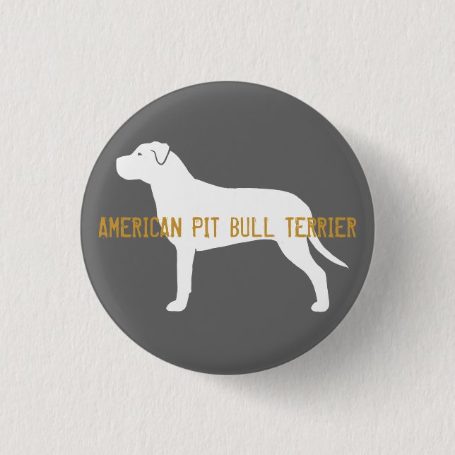 Chapa Redonda De 2,5 Cm Silueta de Pit Bull (Anverso)