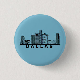 Chapa Redonda De 2,5 Cm Silueta del horizonte de Dallas