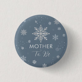 Chapa Redonda De 2,5 Cm Silver Blue Snowflake Mother To Be Baby Shower 