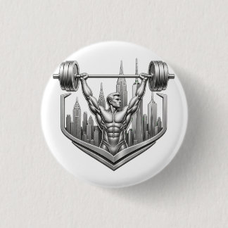 Chapa Redonda De 2,5 Cm Silver NYC Bodybuilder Logo - Metallic New York Ci
