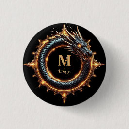 Chapa Redonda De 2,5 Cm 🐉 Símbolo de Dragón de Fantasía de Nombre Persona