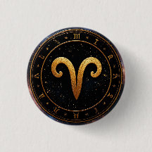 Símbolo de la rueda zodiacal de Aries dorado