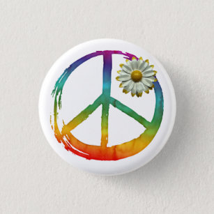 Chapa Redonda De 2,5 Cm Símbolo de paz amor hippie de los años 1960 Rótulo