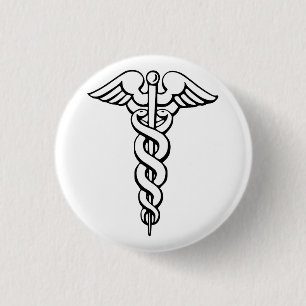 Chapa Redonda De 2,5 Cm Símbolo médico del caduceo