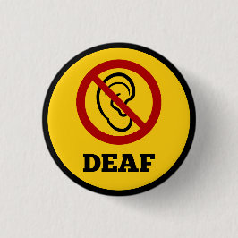 Chapa Redonda De 2,5 Cm símbolo sordo amarillo