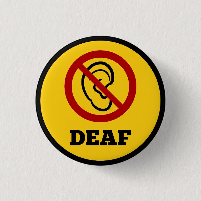 Chapa Redonda De 2,5 Cm símbolo sordo amarillo (Anverso)