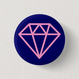 Chapa Redonda De 2,5 Cm Simple Diamante - Rosa en la Marina Profunda