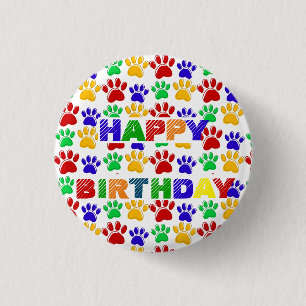 Chapa Redonda De 2,5 Cm Simple y colorida fiesta de cumpleaños de Paw Masc