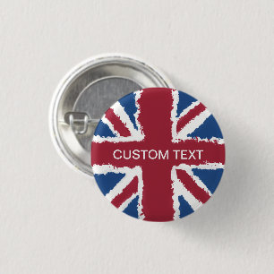 Chapa Redonda De 2,5 Cm Sindicato de texto personalizado Jack Flag Art por