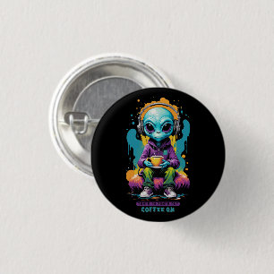 Chapa Redonda De 2,5 Cm Sintonizada en el café Zoned out on Cute Alien A