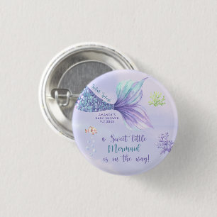 Chapa Redonda De 2,5 Cm Sirena Bajo El Chica Del Mar Baby Shower
