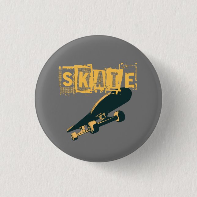 Chapa Redonda De 2,5 Cm Skateboard con Skate Text (Anverso)