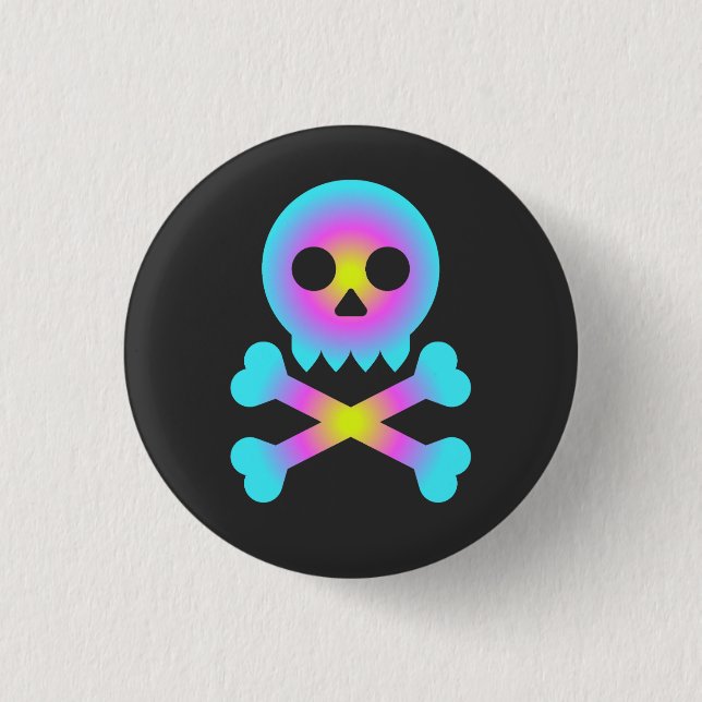 Chapa Redonda De 2,5 Cm Skull y Crossbone (Anverso)