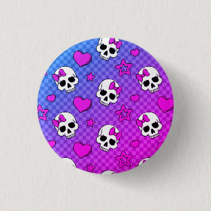 Chapa Redonda De 2,5 Cm Skully Pop Kawaii
