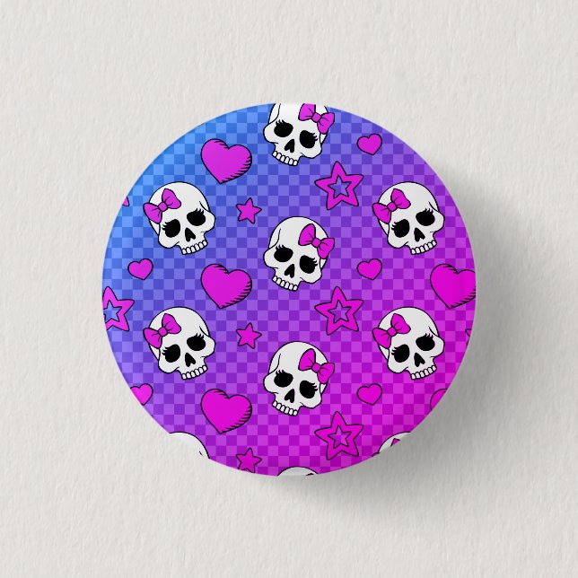 Chapa Redonda De 2,5 Cm Skully Pop Kawaii (Anverso)
