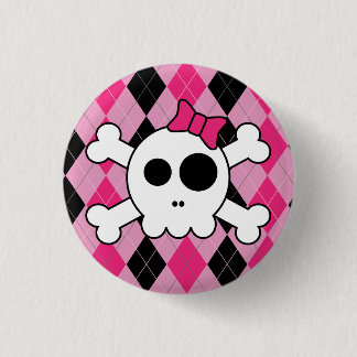 Chapa Redonda De 2,5 Cm Skully y Argyle lindos