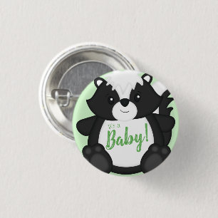 Chapa Redonda De 2,5 Cm Skunk Baby Shower Green