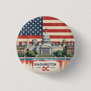 Chapa Redonda De 2,5 Cm Skyline de Washington DC