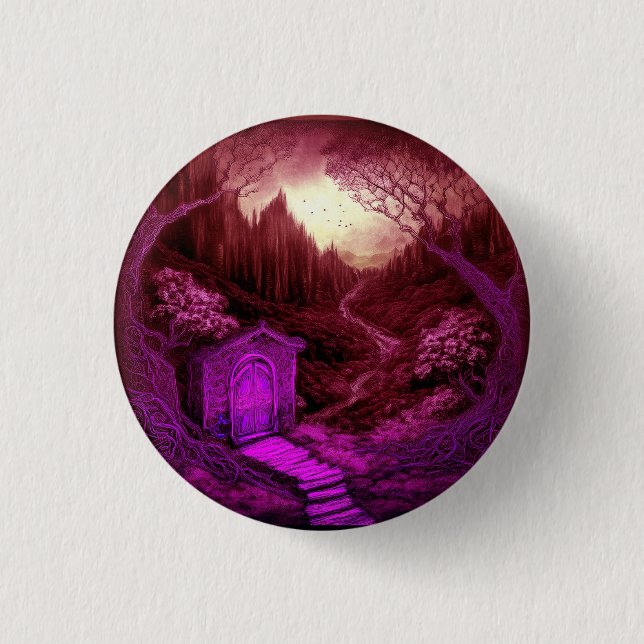 Chapa Redonda De 2,5 Cm Small Unique Cabin Set Along A Stream (Anverso)