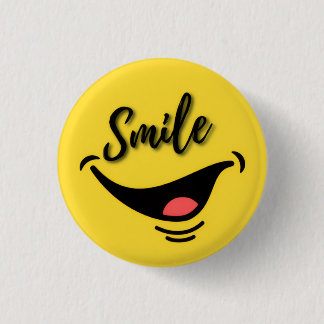 Chapa Redonda De 2,5 Cm Smile 😊 | Cheerful Yellow Badge | Positive Vibes