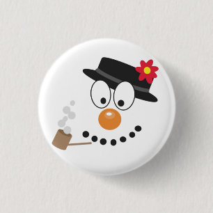 Chapa Redonda De 2,5 Cm Snowman Funny Face, Navidades de Novedad ricas