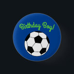 Chapa Redonda De 2,5 Cm Soccer Sports Birthday Boy Party Button<br><div class="desc">This soccer ball design is great for your kid's sports theme birthday party!  Great for any sport theme party for children,  adults or your team!</div>