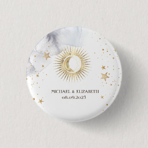 Chapa Redonda De 2,5 Cm Sol, Luna, Estrellas Celestiales