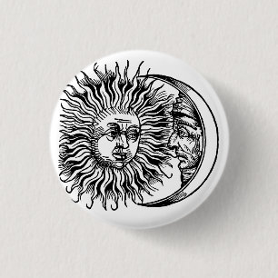 Chapa Redonda De 2,5 Cm Sol y luna medievales